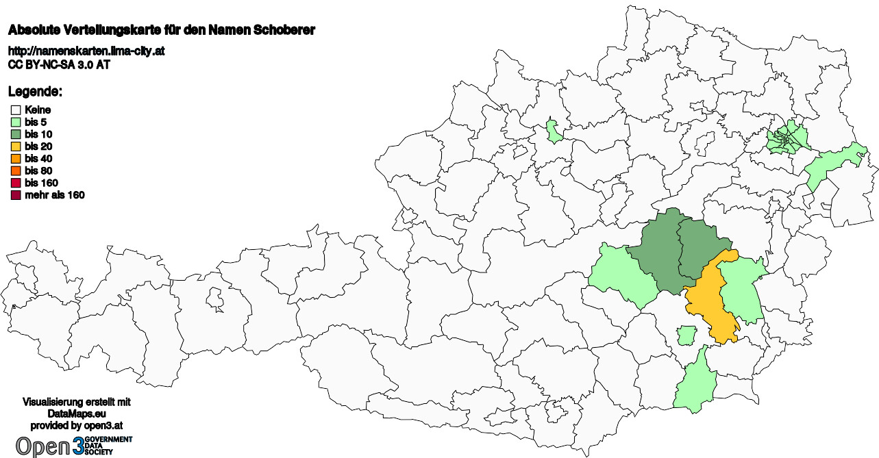 Absolute Verteilungskarten Nachnamen Schoberer