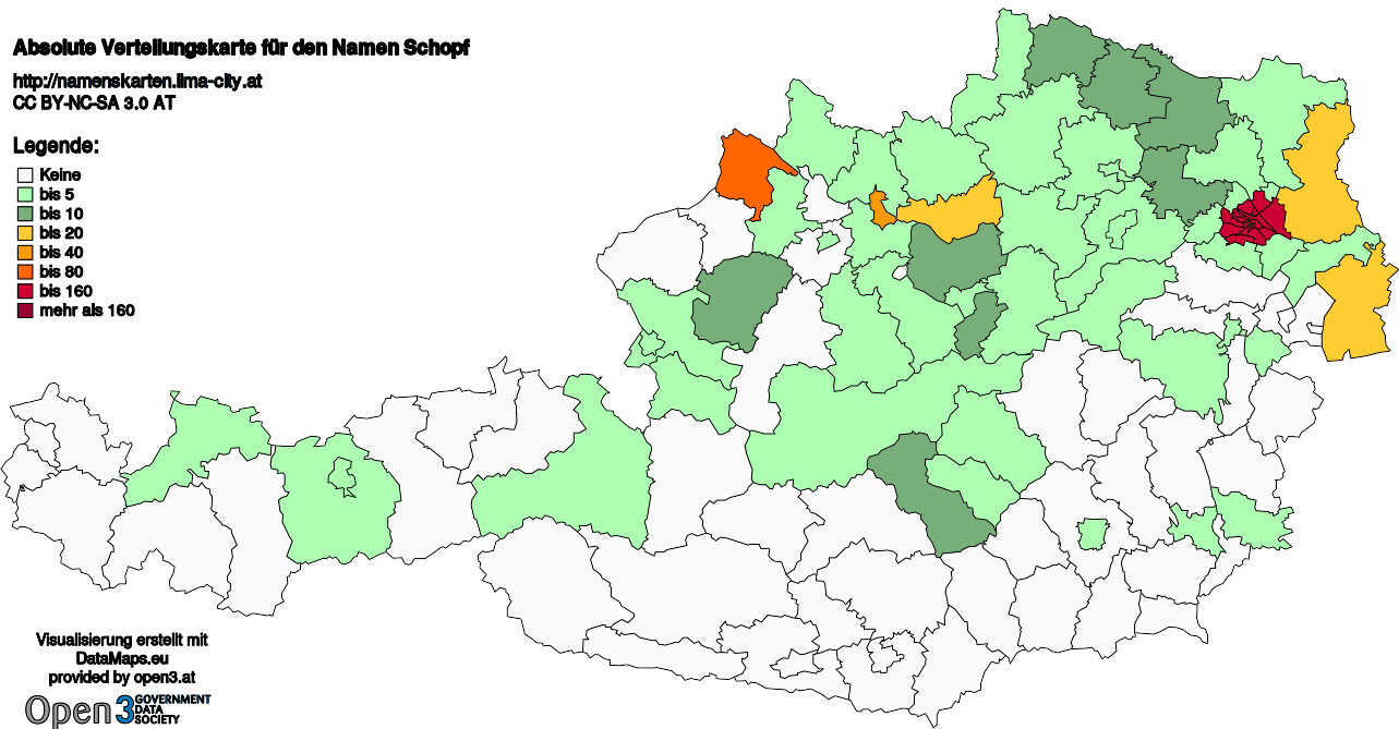 Absolute Verteilungskarten Nachnamen Schopf