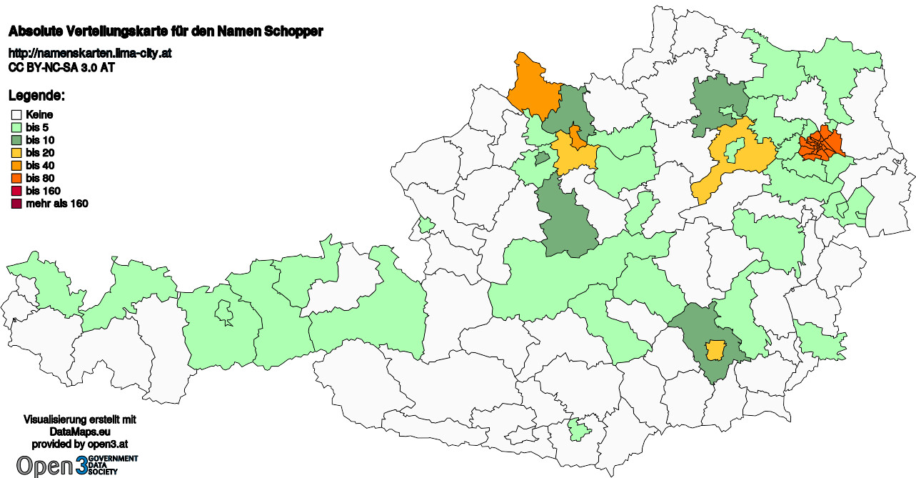 Absolute Verteilungskarten Nachnamen Schopper
