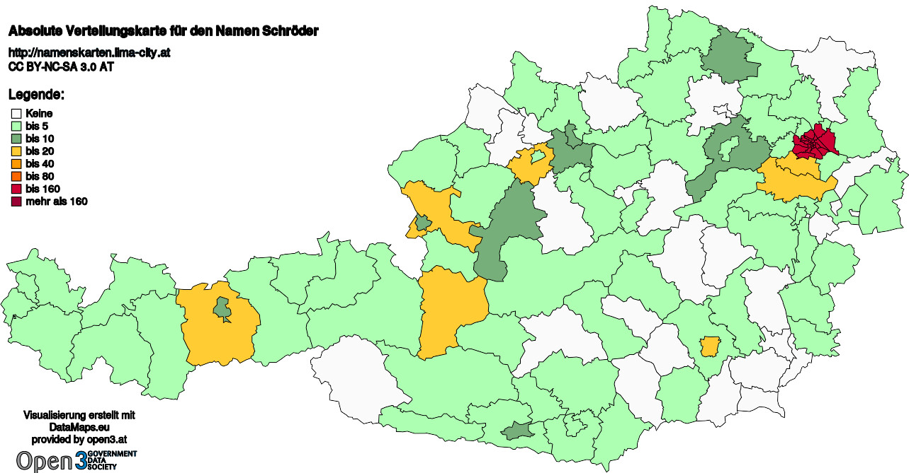 Absolute Verteilungskarten Nachnamen Schröder