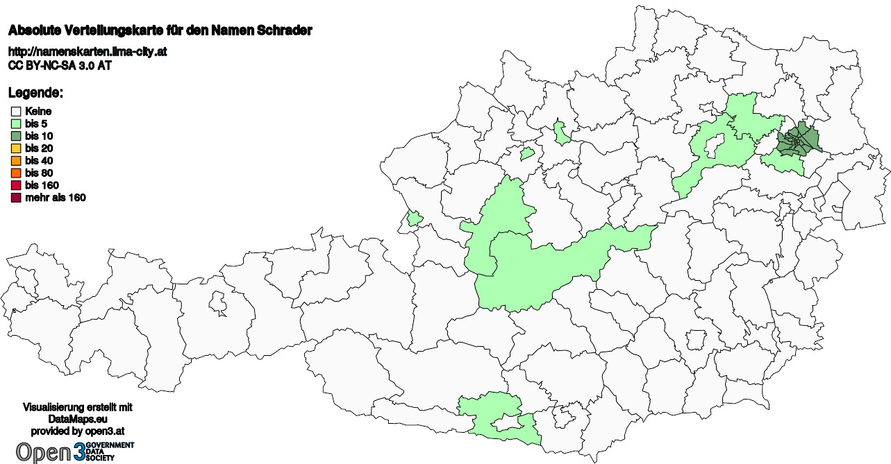 Absolute Verteilungskarten Nachnamen Schrader