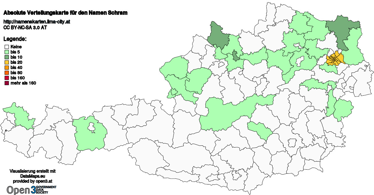Absolute Verteilungskarten Nachnamen Schram