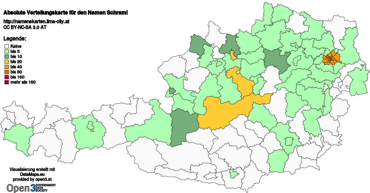 Absolute Verteilungskarten Nachnamen Schraml