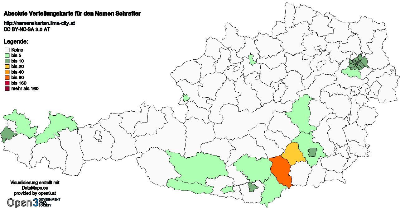 Absolute Verteilungskarten Nachnamen Schratter