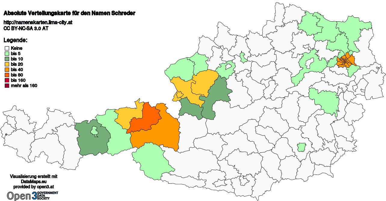 Absolute Verteilungskarten Nachnamen Schreder