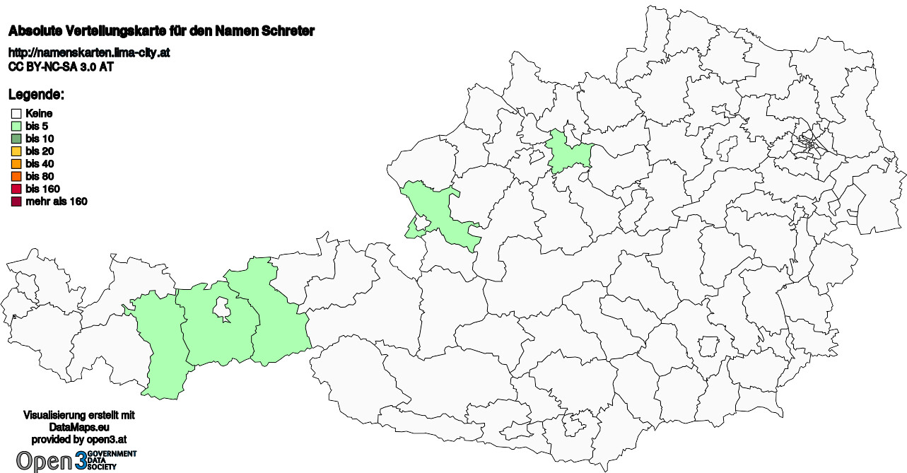 Absolute Verteilungskarten Nachnamen Schreter