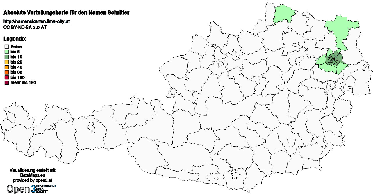 Absolute Verteilungskarten Nachnamen Schritter