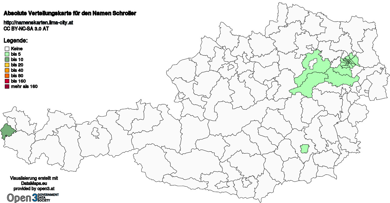 Absolute Verteilungskarten Nachnamen Schroller