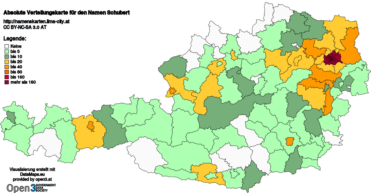 Absolute Verteilungskarten Nachnamen Schubert