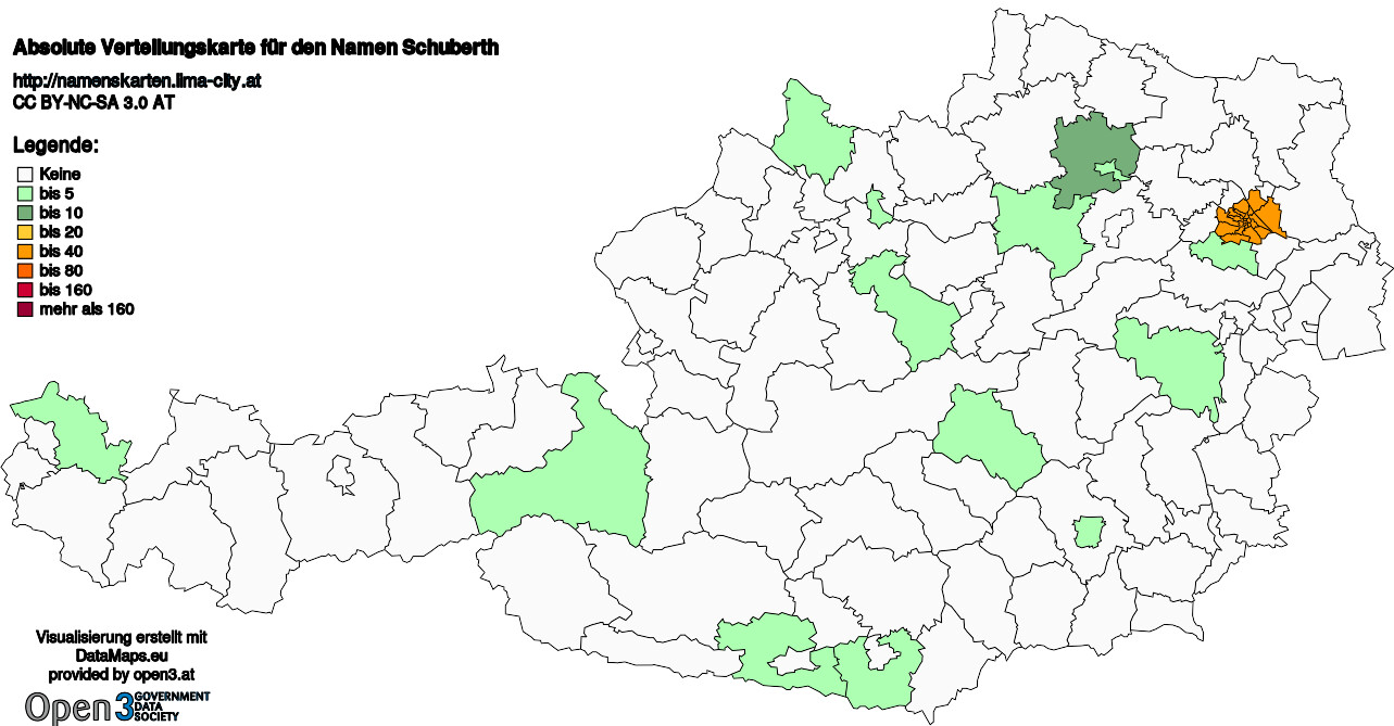 Absolute Verteilungskarten Nachnamen Schuberth