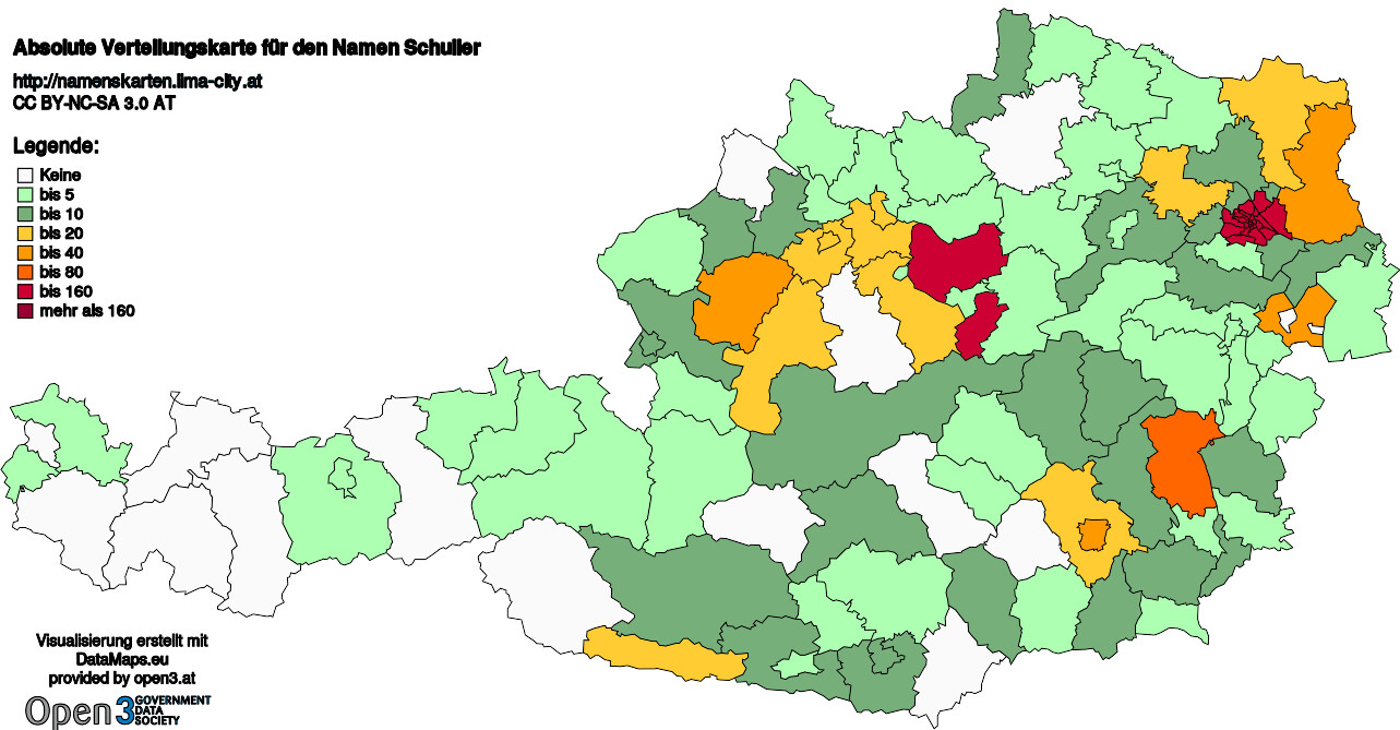 Absolute Verteilungskarten Nachnamen Schuller