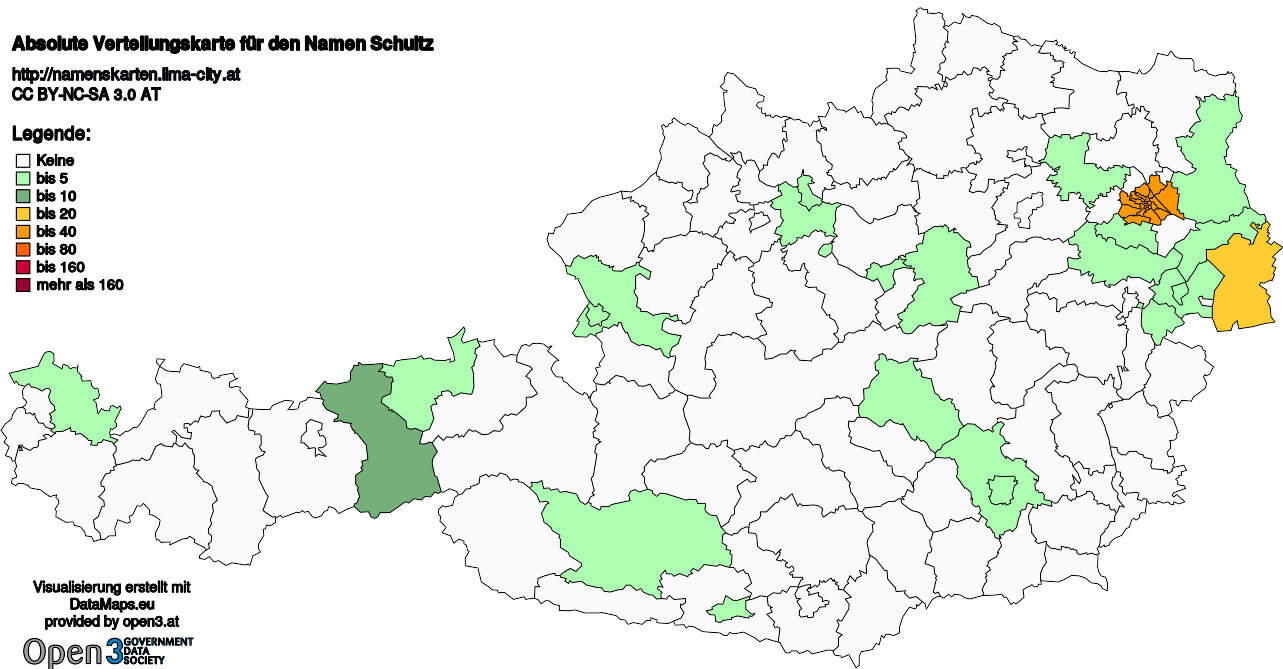Absolute Verteilungskarten Nachnamen Schultz