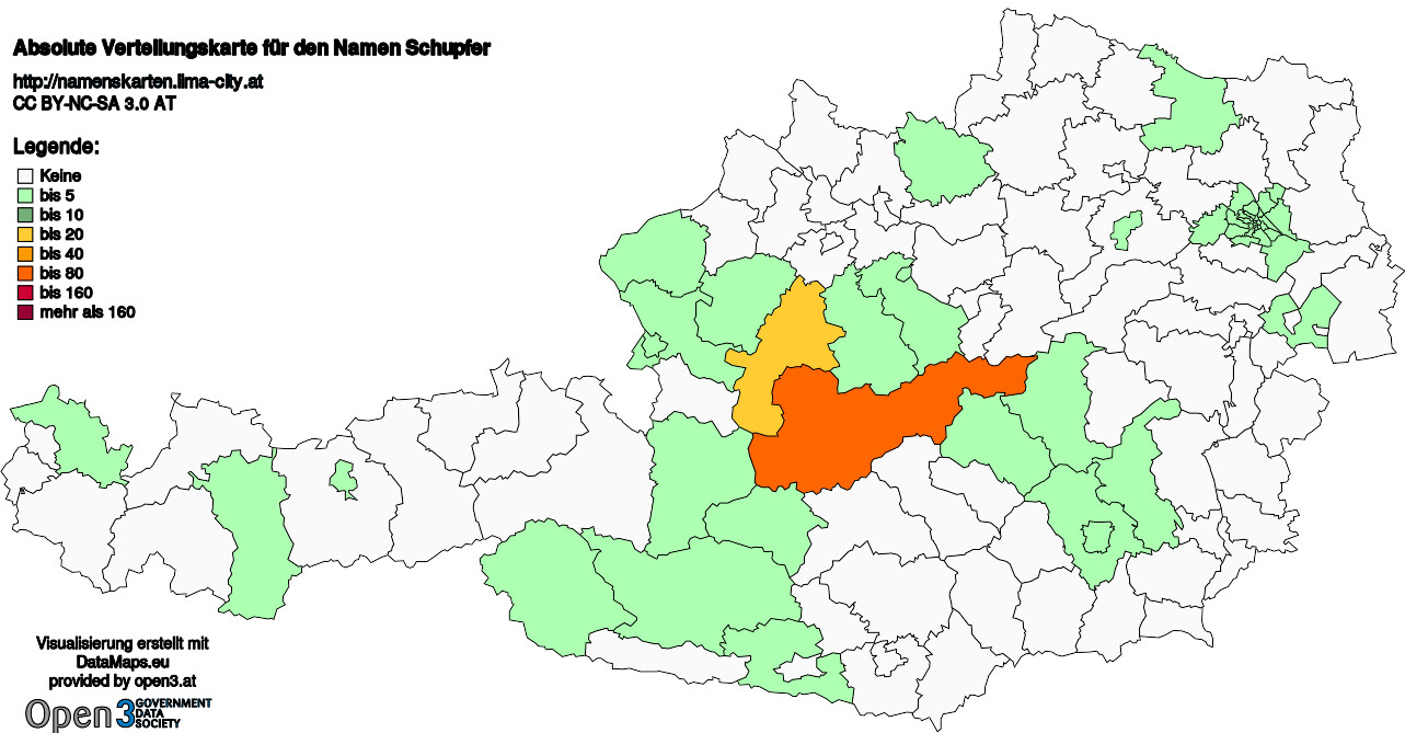 Absolute Verteilungskarten Nachnamen Schupfer