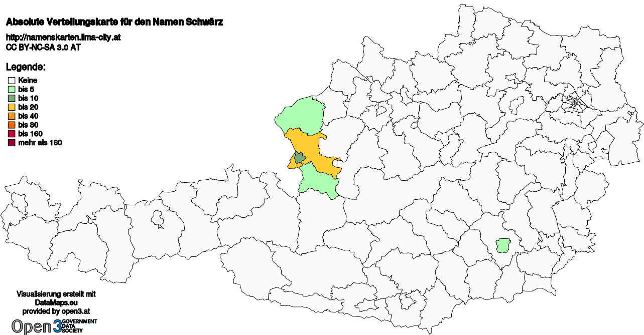 Absolute Verteilungskarten Nachnamen Schwärz