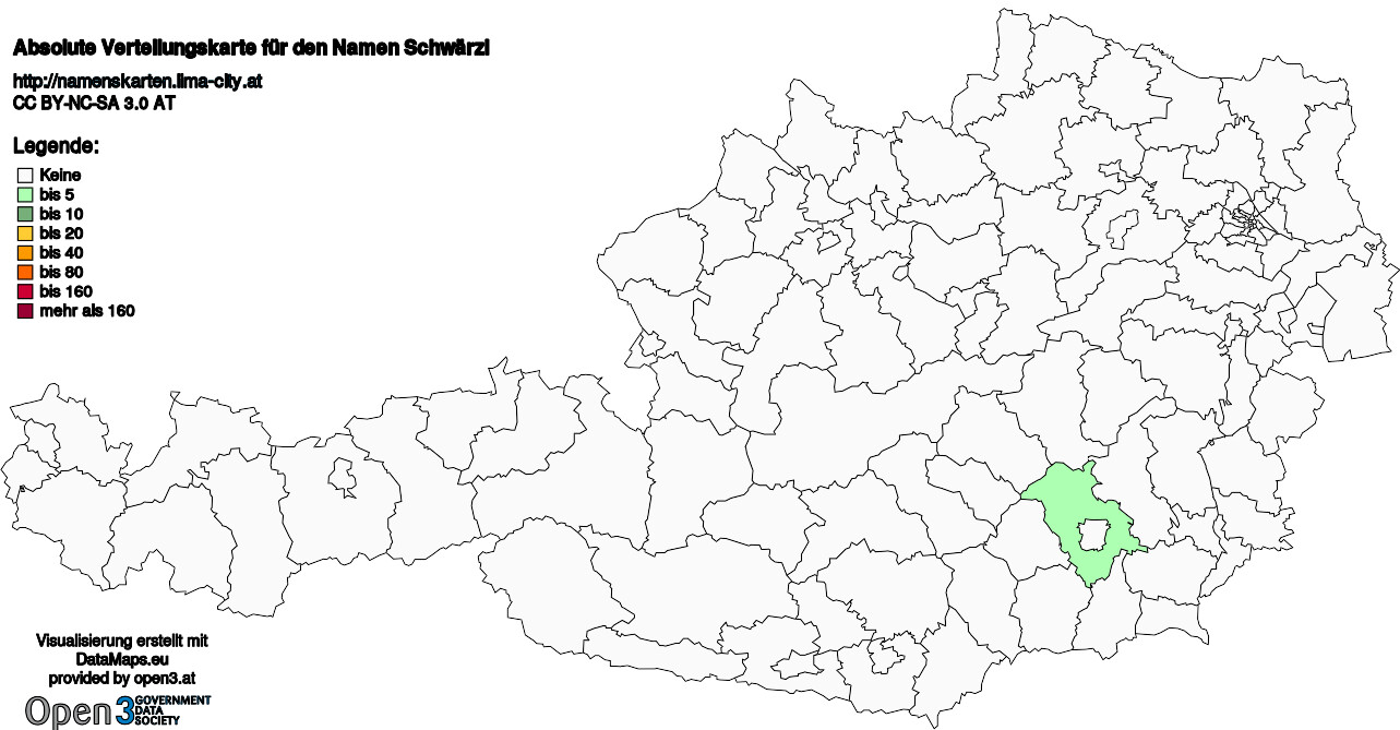 Absolute Verteilungskarten Nachnamen Schwärzl