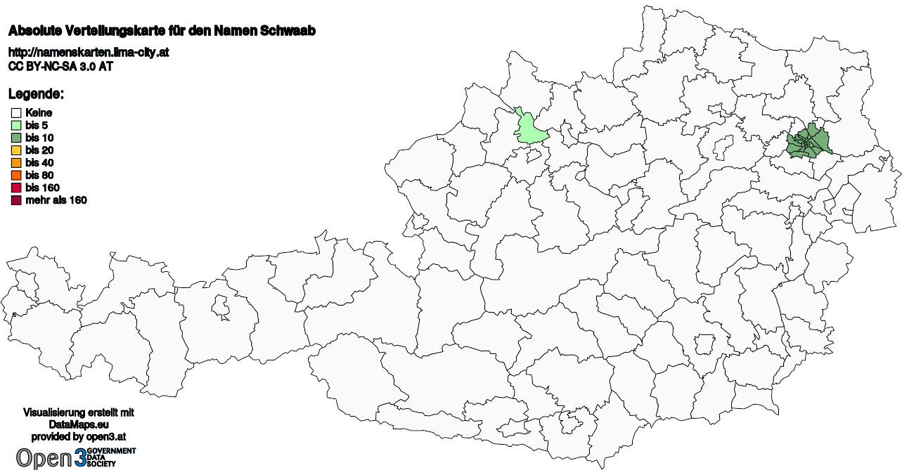 Absolute Verteilungskarten Nachnamen Schwaab