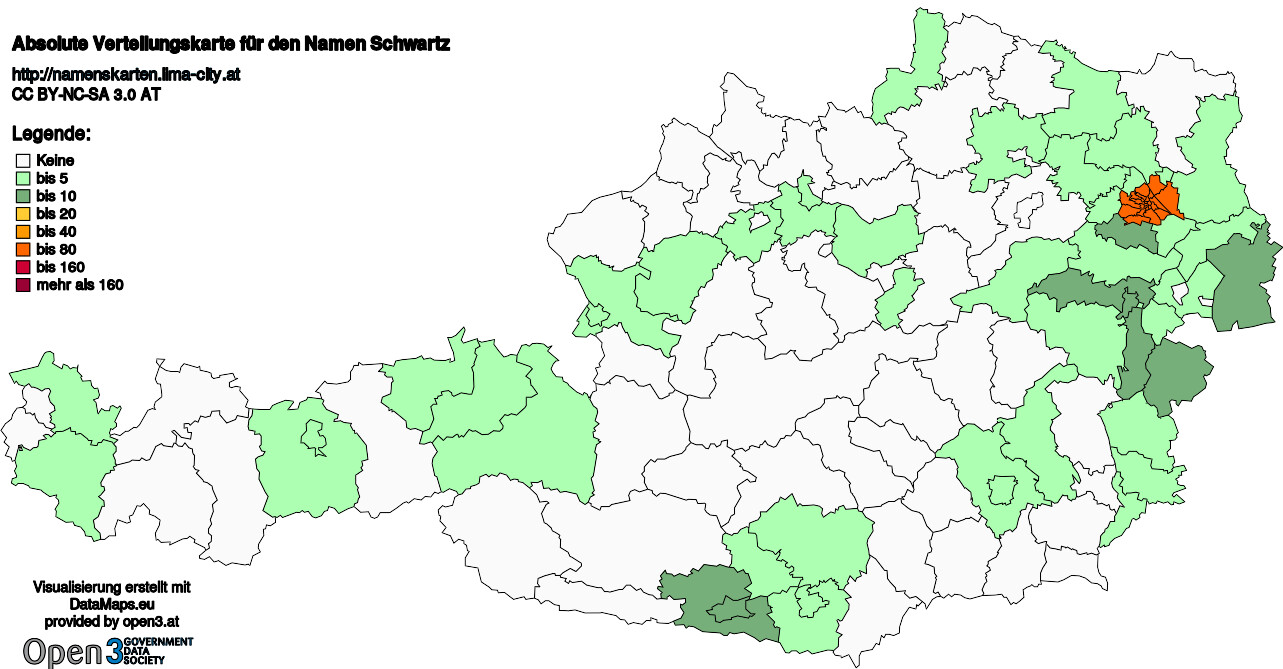 Absolute Verteilungskarten Nachnamen Schwartz