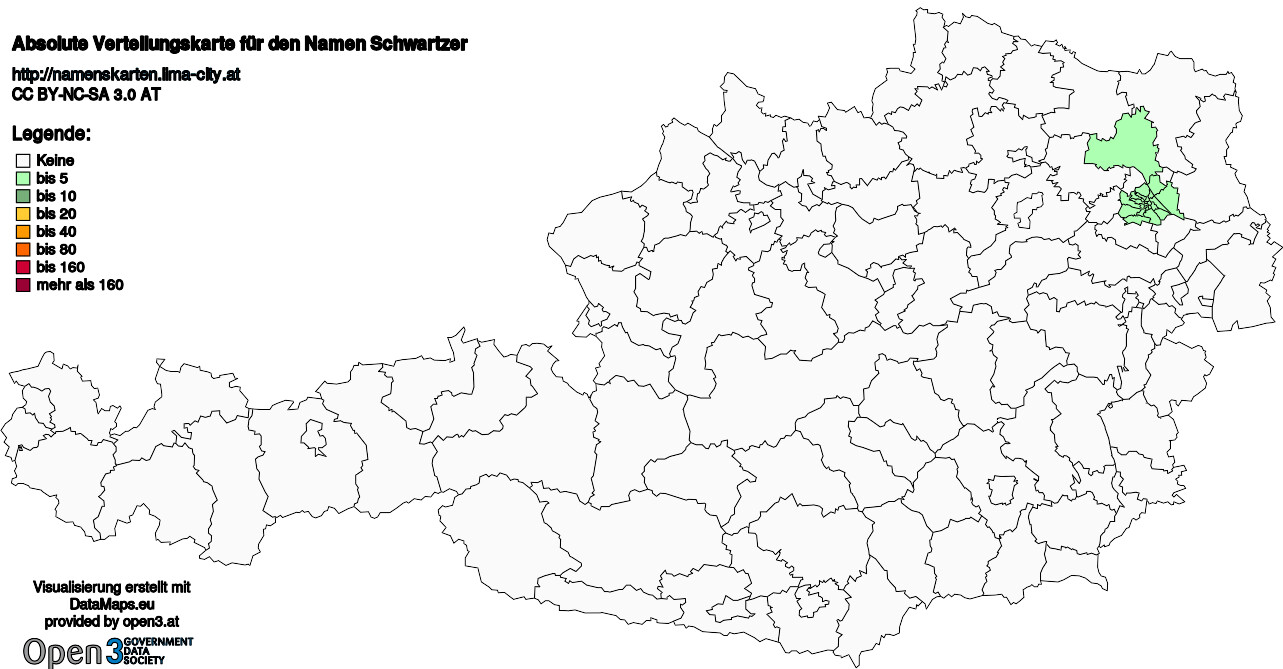 Absolute Verteilungskarten Nachnamen Schwartzer