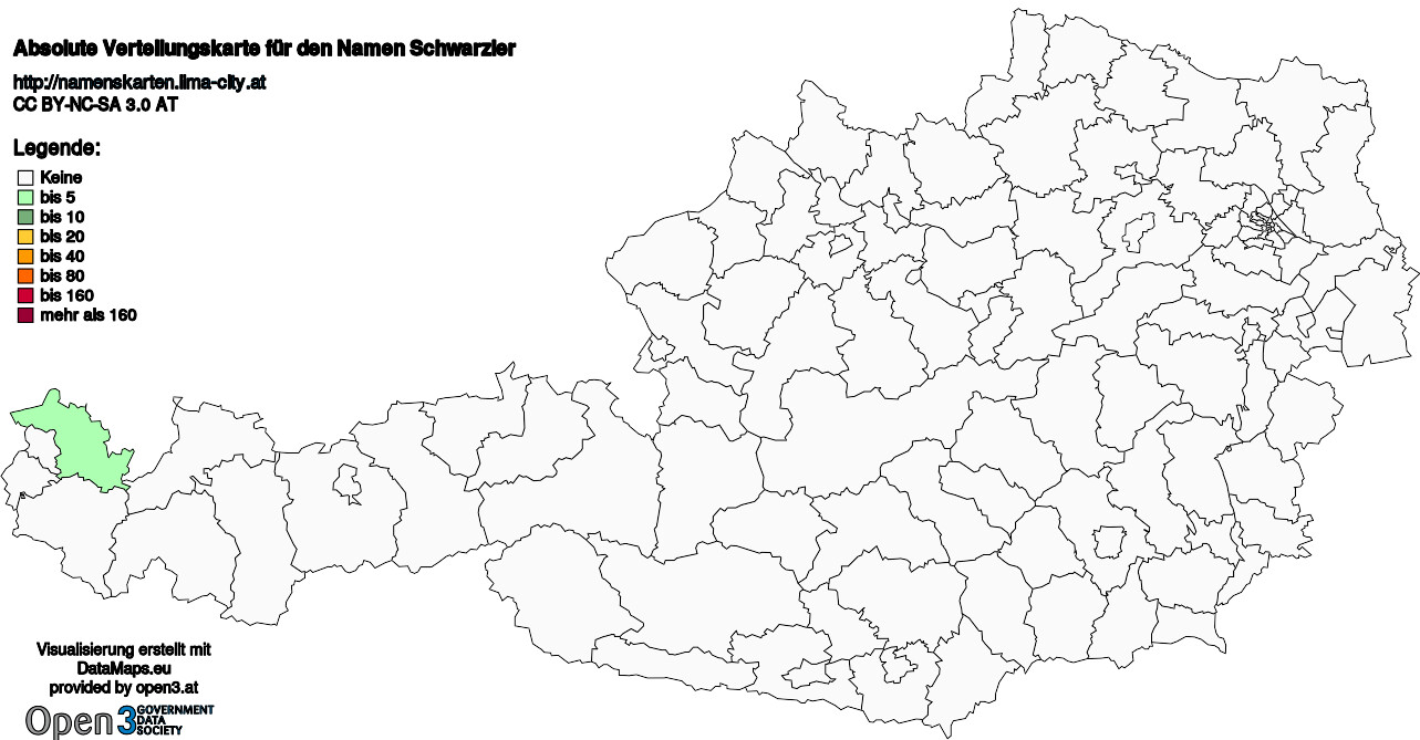 Absolute Verteilungskarten Nachnamen Schwarzler