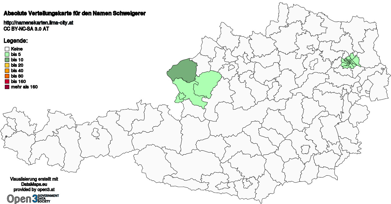 Absolute Verteilungskarten Nachnamen Schweigerer