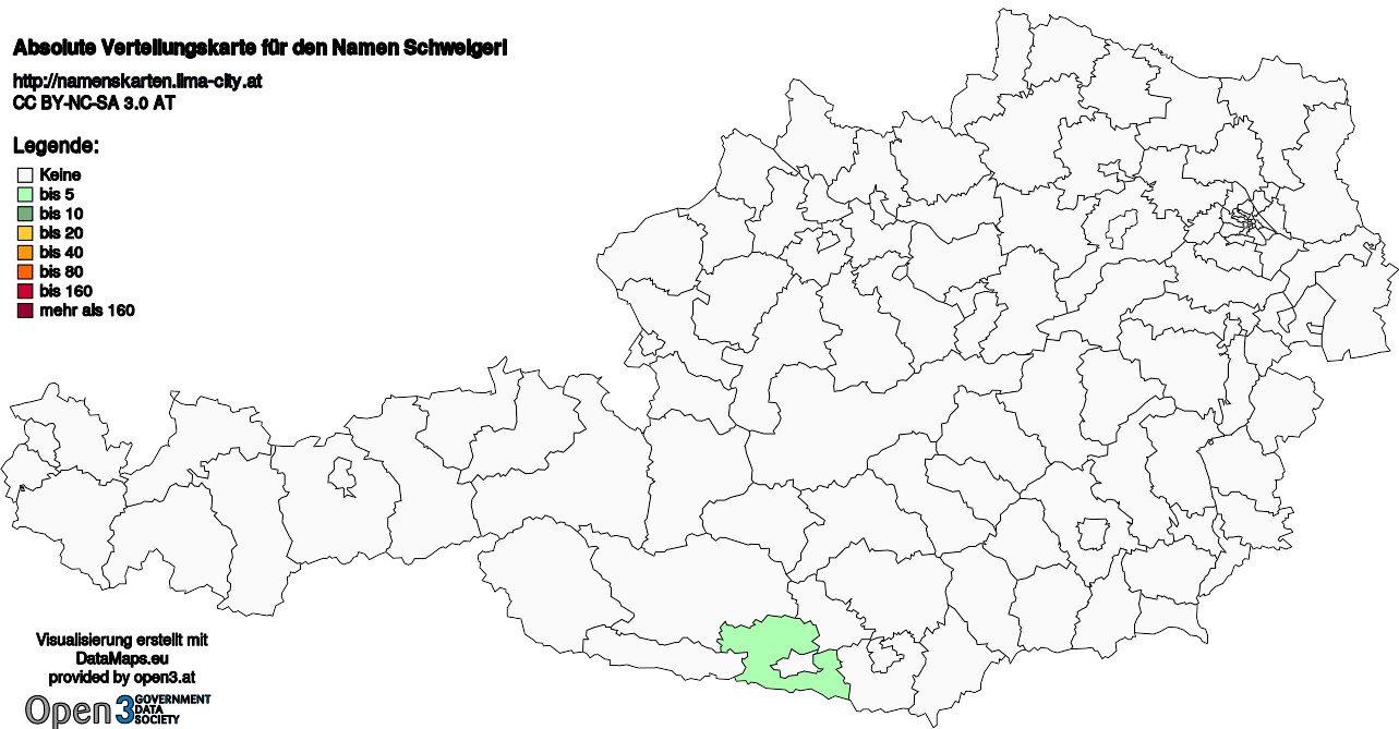 Absolute Verteilungskarten Nachnamen Schweigerl