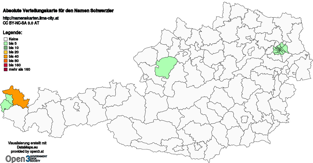 Absolute Verteilungskarten Nachnamen Schwerzler