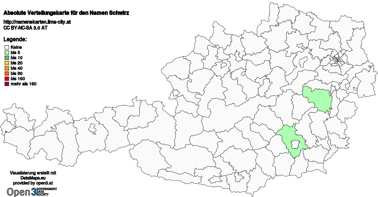 Absolute Verteilungskarten Nachnamen Schwirz