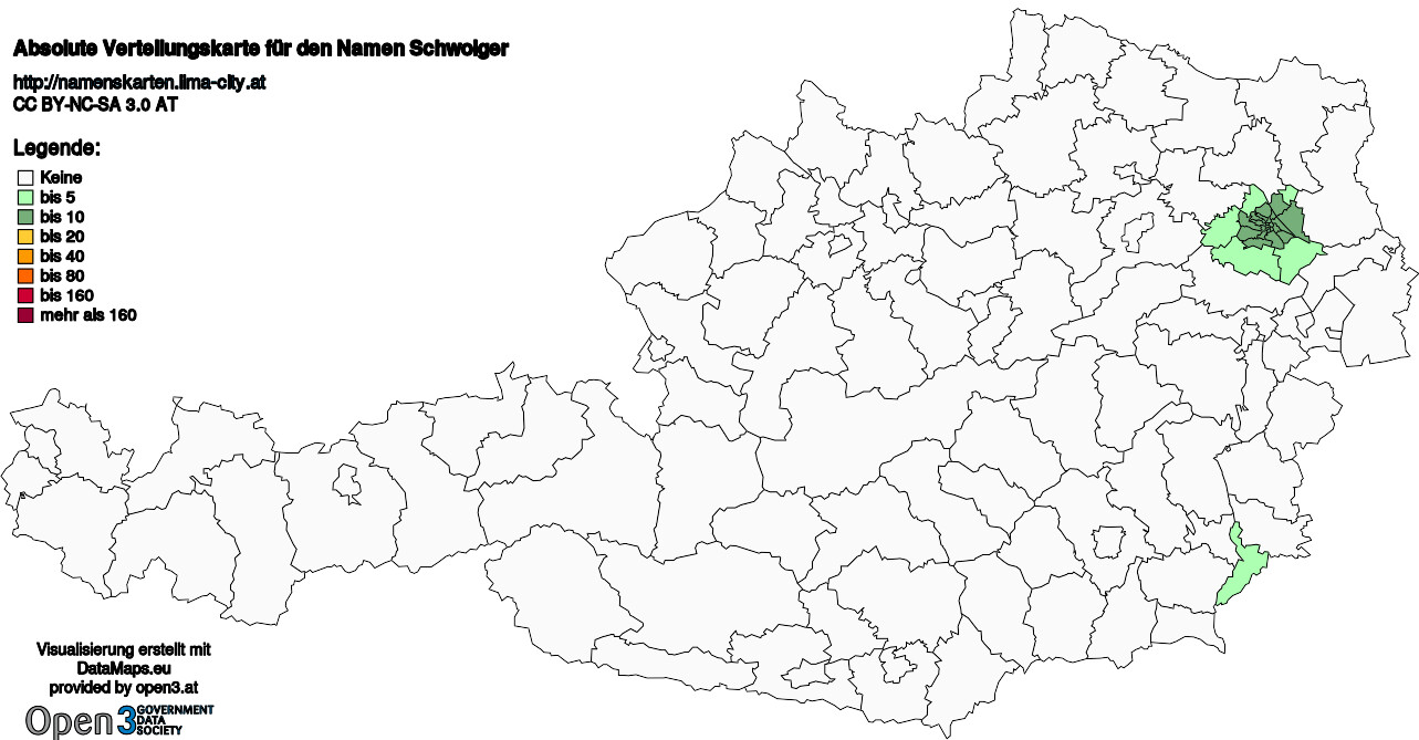 Absolute Verteilungskarten Nachnamen Schwoiger