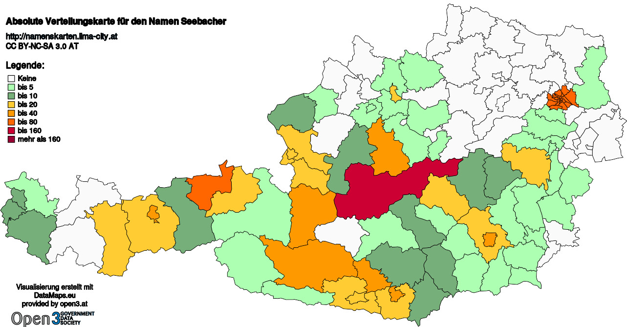 Absolute Verteilungskarten Nachnamen Seebacher