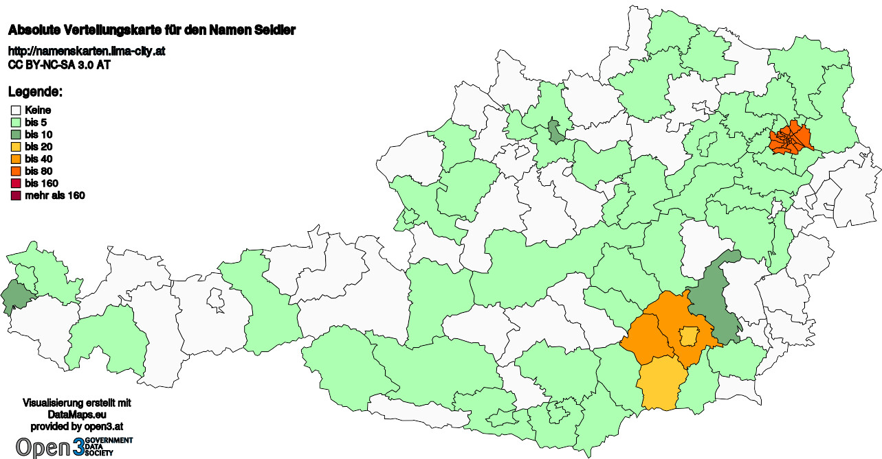 Absolute Verteilungskarten Nachnamen Seidler