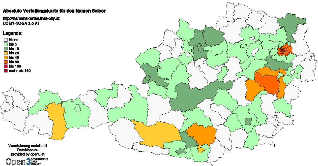 Absolute Verteilungskarten Nachnamen Seiser