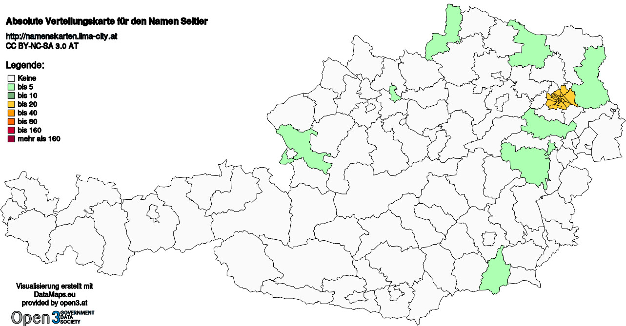 Absolute Verteilungskarten Nachnamen Seitler