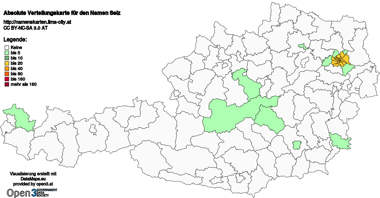 Absolute Verteilungskarten Nachnamen Seiz