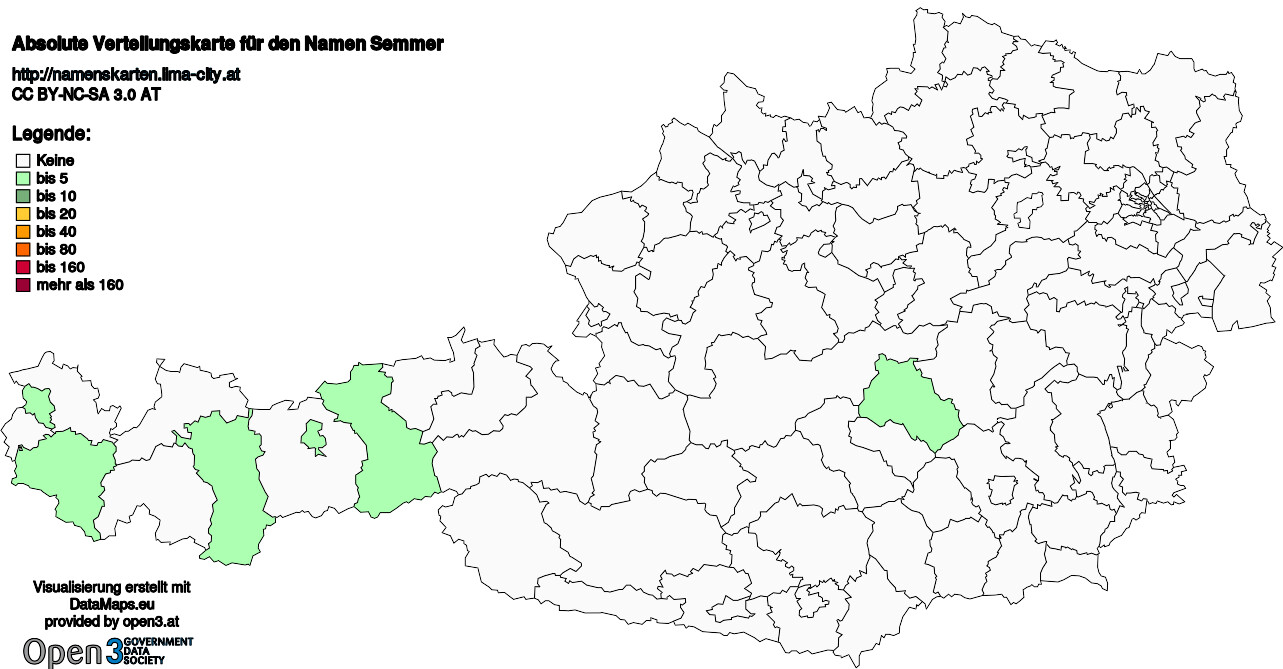 Absolute Verteilungskarten Nachnamen Semmer