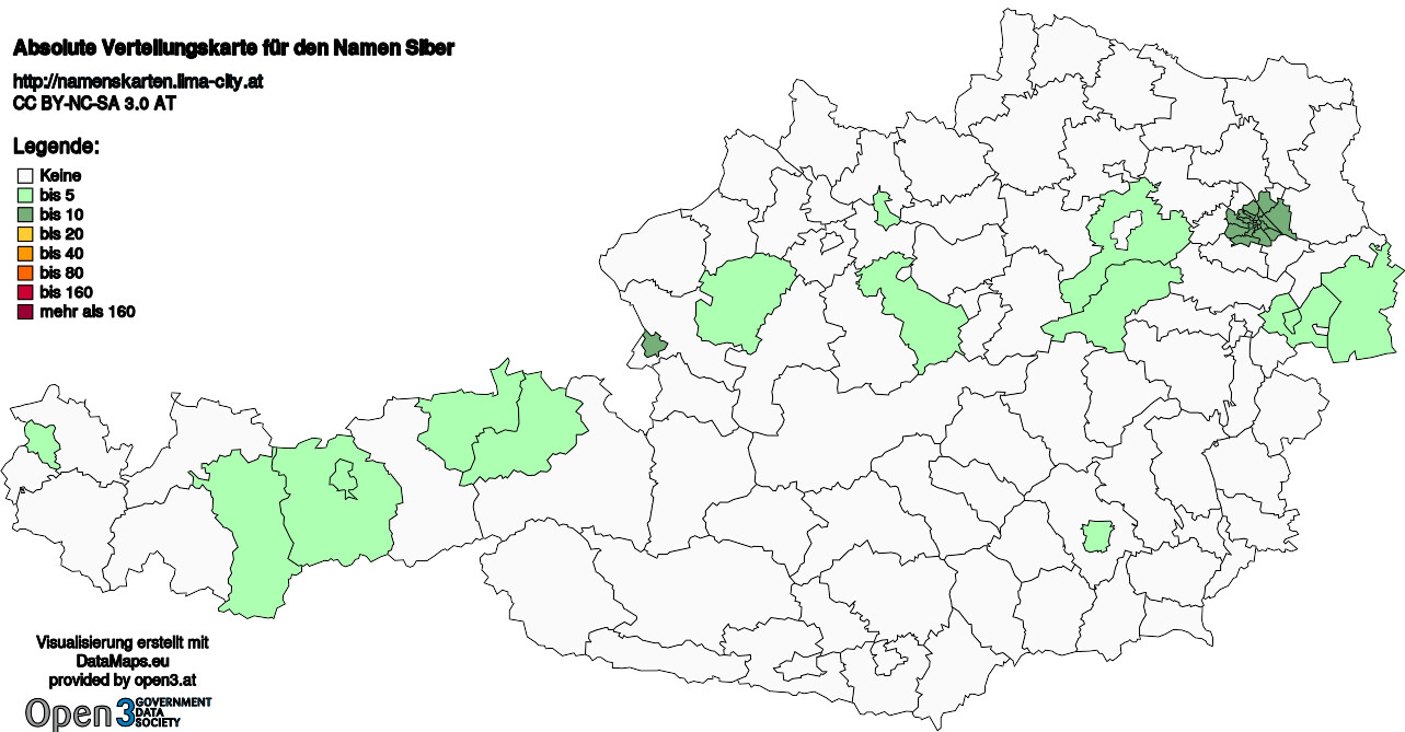 Absolute Verteilungskarten Nachnamen Siber