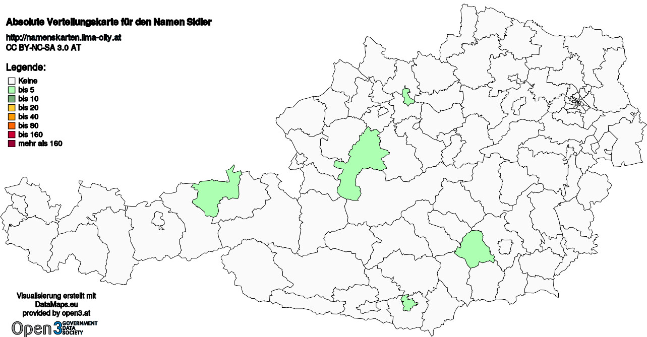 Absolute Verteilungskarten Nachnamen Sidler