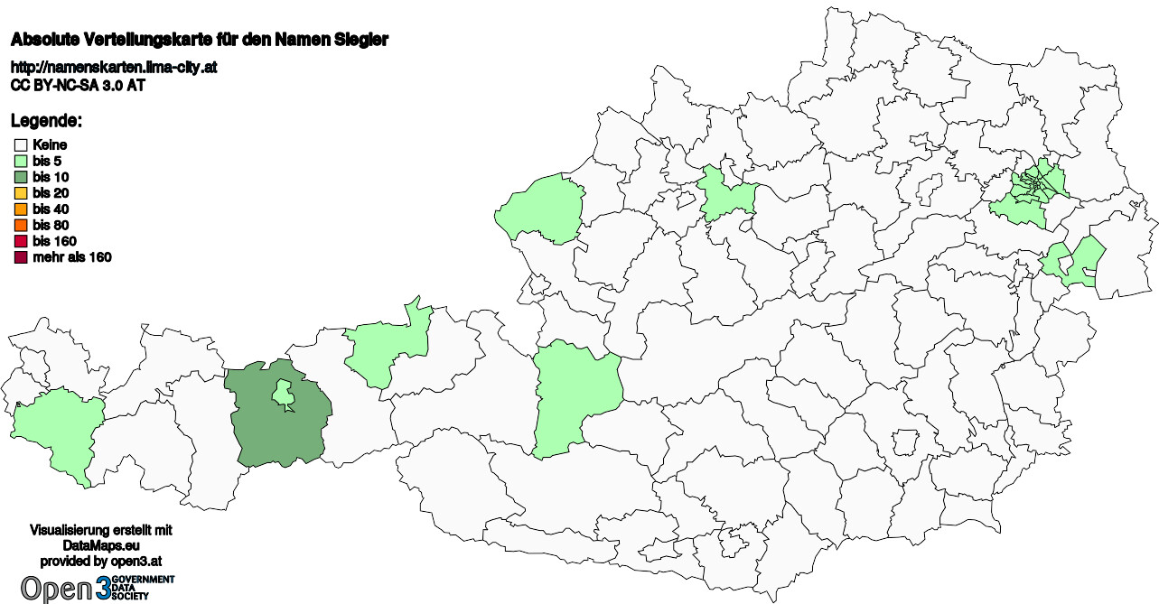 Absolute Verteilungskarten Nachnamen Siegler