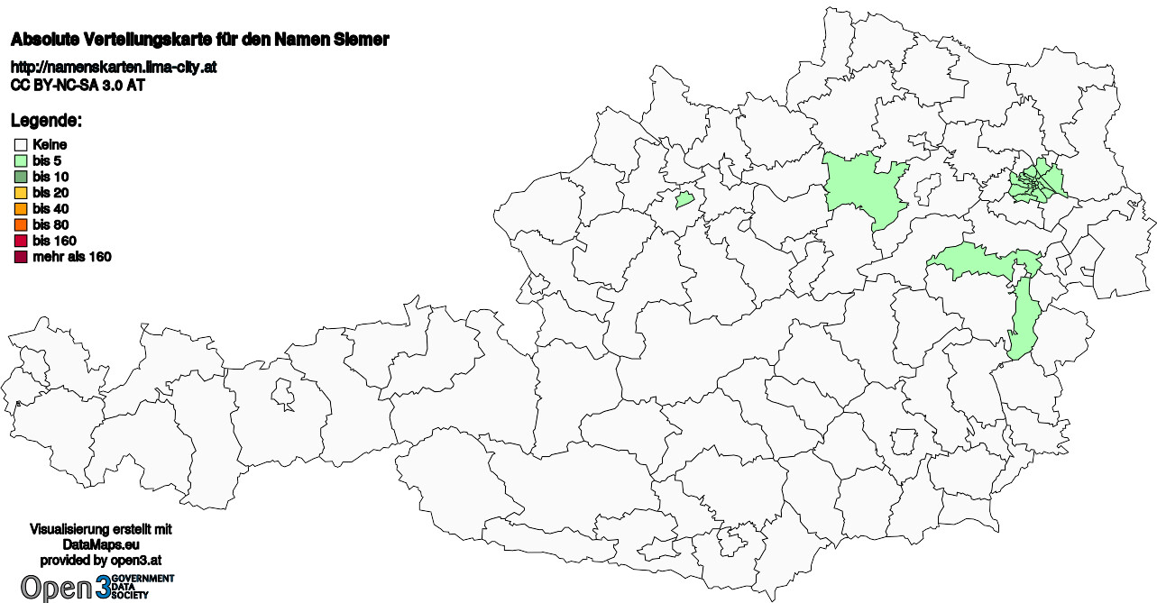 Absolute Verteilungskarten Nachnamen Siemer