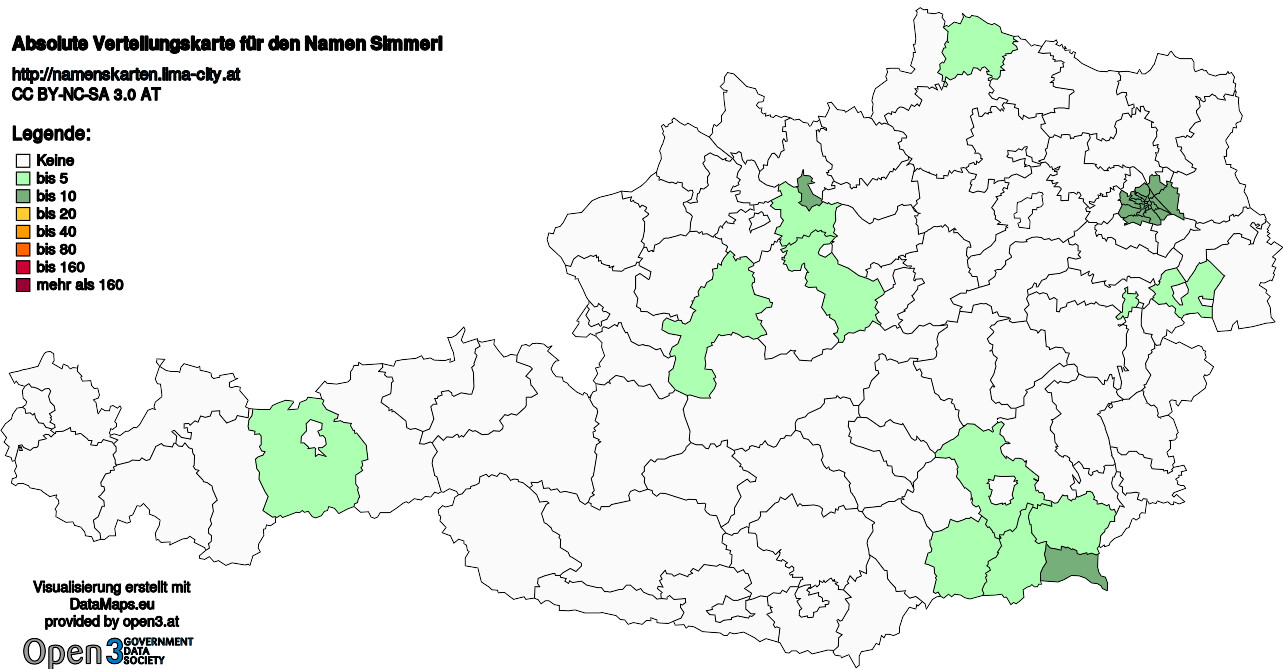Absolute Verteilungskarten Nachnamen Simmerl