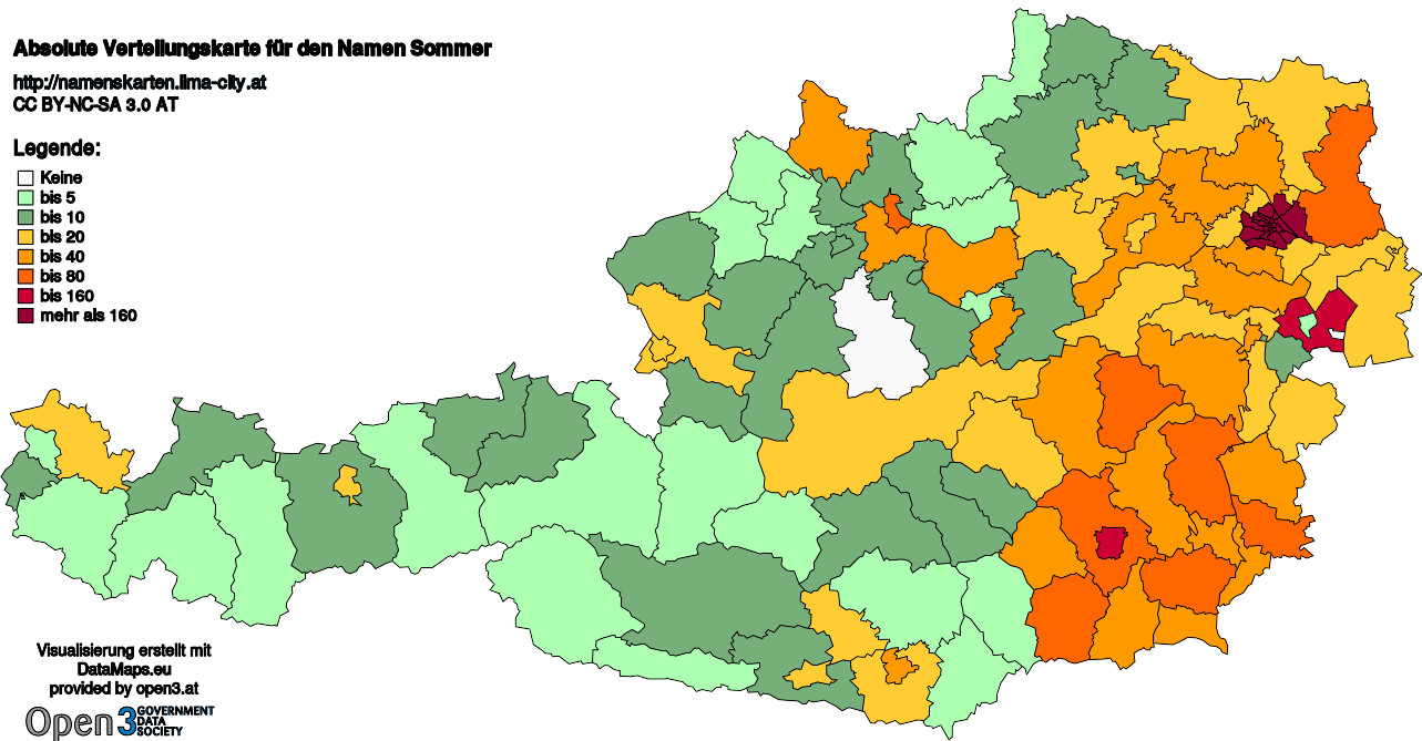 Absolute Verteilungskarten Nachnamen Sommer