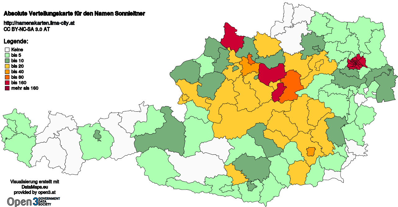 Absolute Verteilungskarten Nachnamen Sonnleitner