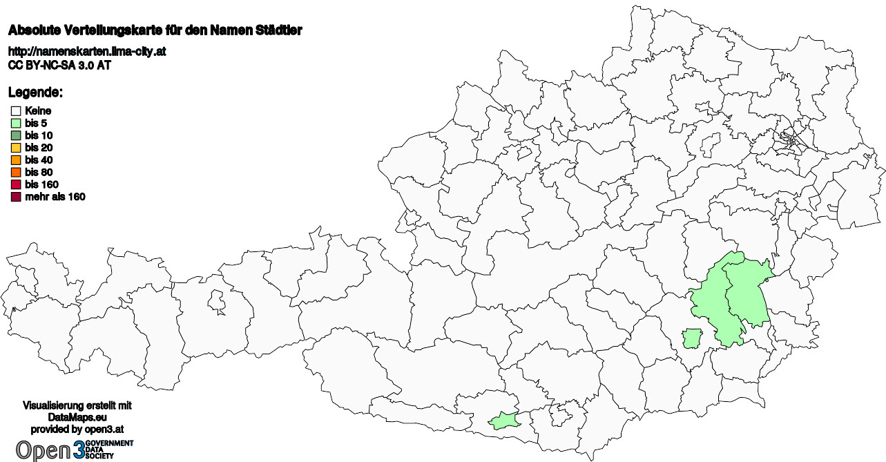 Absolute Verteilungskarten Nachnamen Städtler