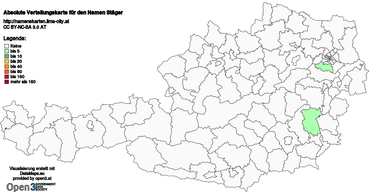 Absolute Verteilungskarten Nachnamen Stäger