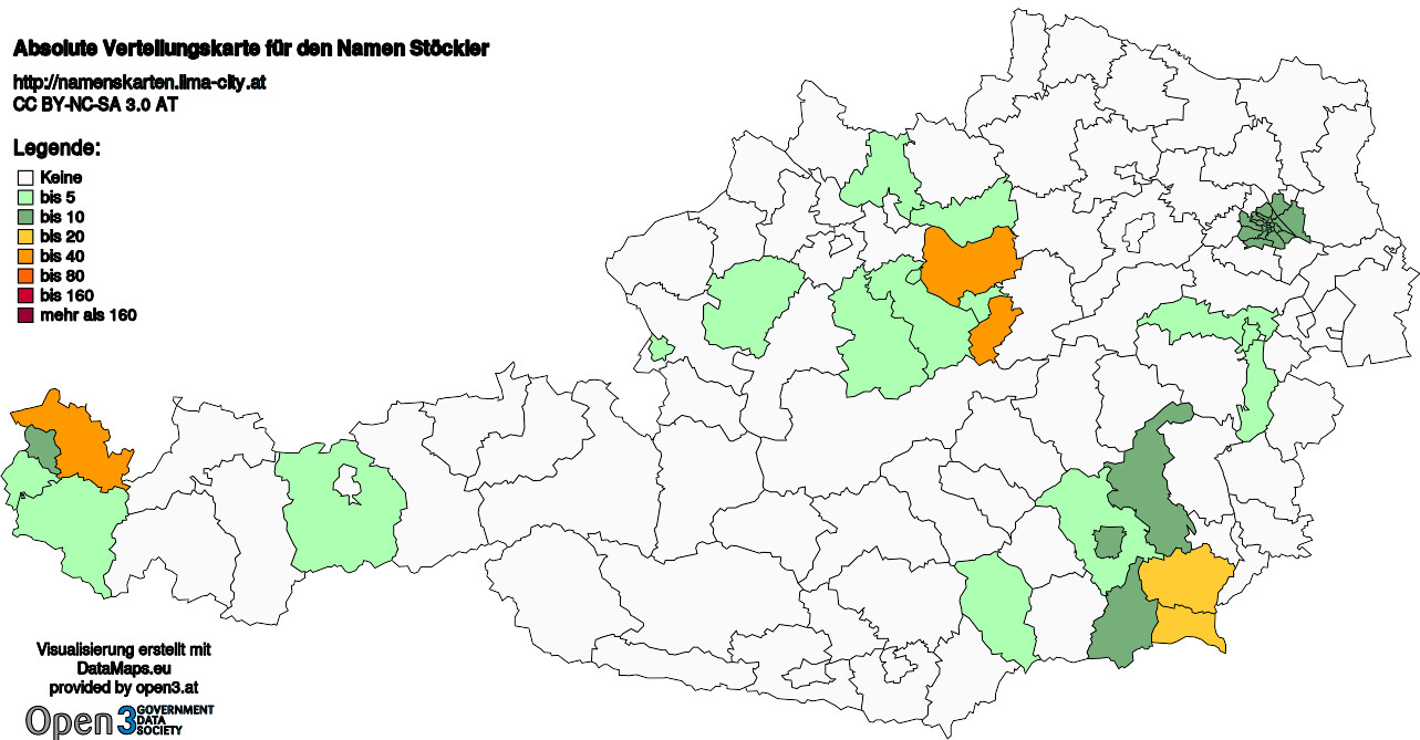 Absolute Verteilungskarten Nachnamen Stöckler