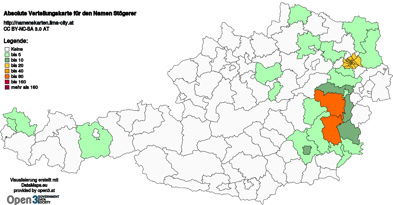 Absolute Verteilungskarten Nachnamen Stögerer