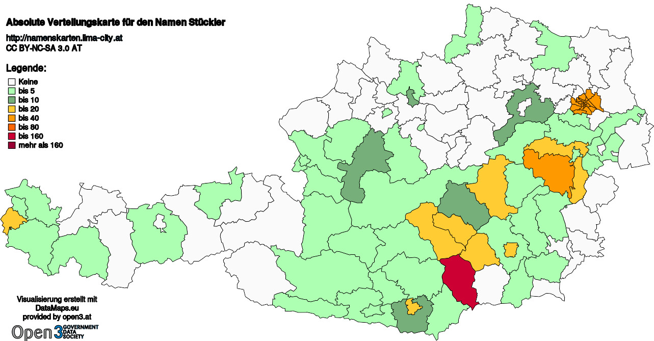 Absolute Verteilungskarten Nachnamen Stückler