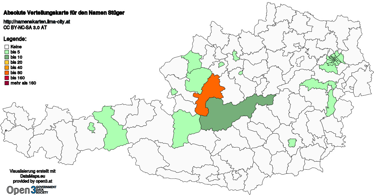Absolute Verteilungskarten Nachnamen Stüger