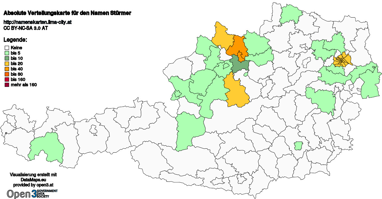 Absolute Verteilungskarten Nachnamen Stürmer