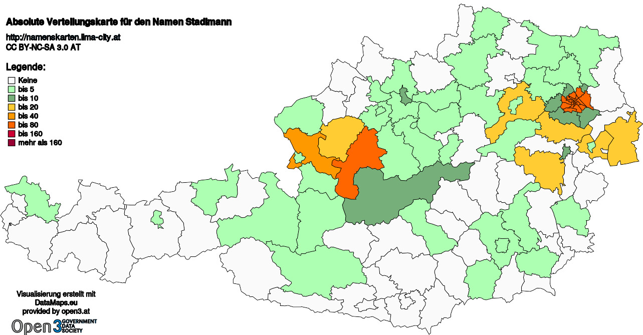 Absolute Verteilungskarten Nachnamen Stadlmann