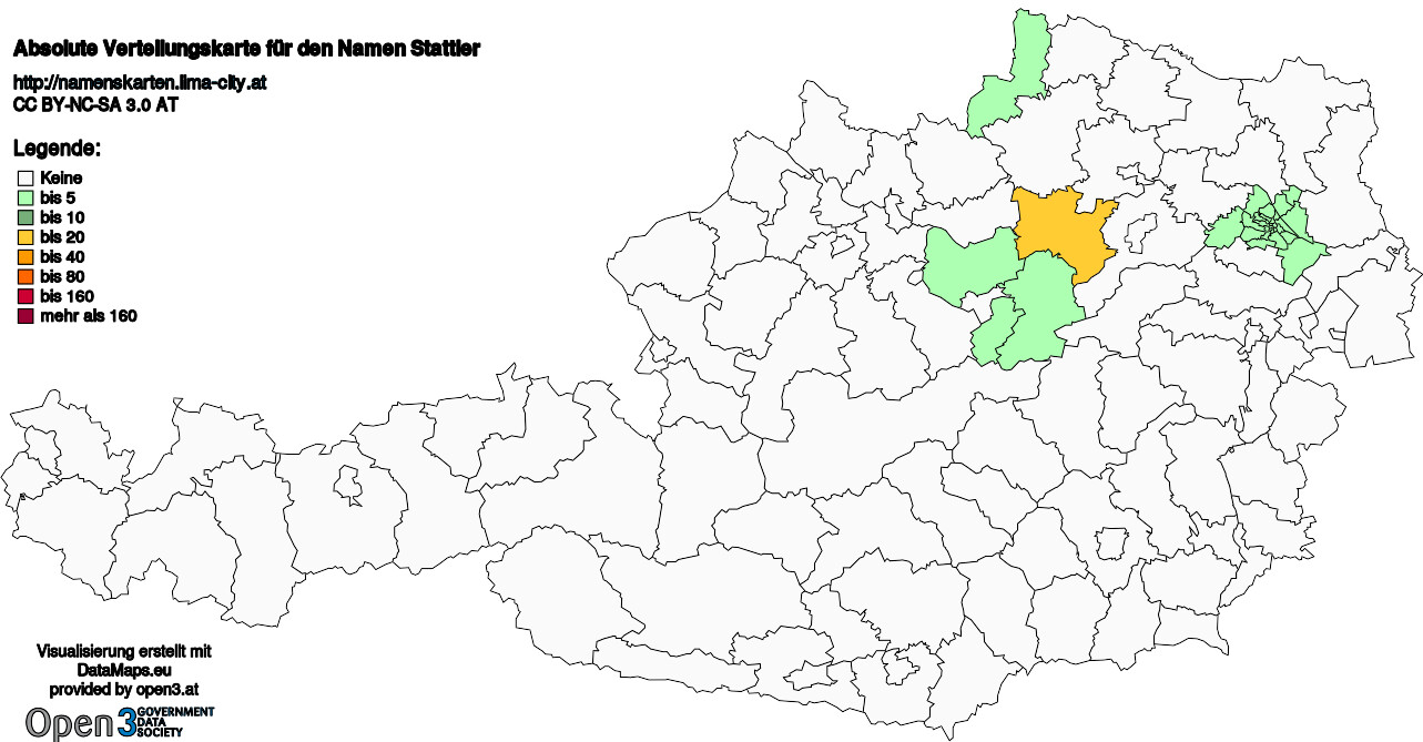Absolute Verteilungskarten Nachnamen Stattler